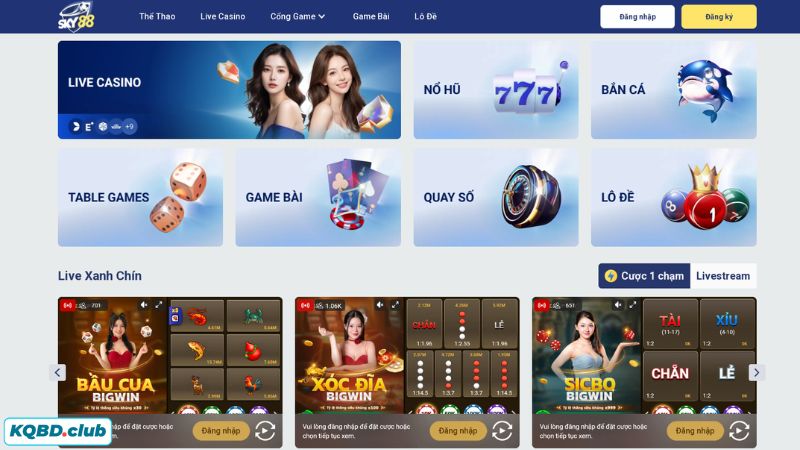 SKY88 cung cấp hàng loạt các sản phẩm giải trí trực tuyến phục vụ người chơi