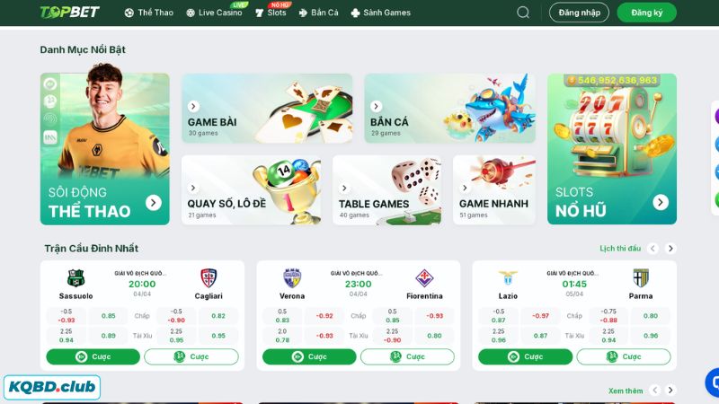 TOPBET là một trong những đơn vị cá cược nổi bật trên thị trường giải trí trực tuyến